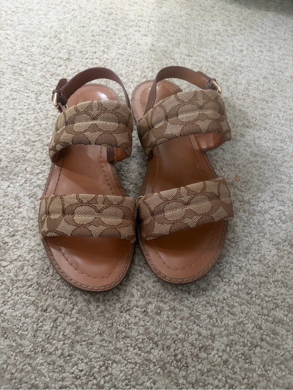 Coach Brown Signature Canvas Slingback Sandals - Picture 2 of 5